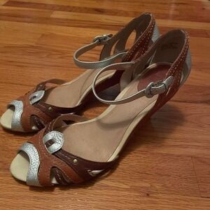 Vintage Frye Leather + Wood High Heels Size 10 Cowgirl FAIR 70s Retro